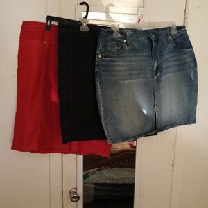 torrid Red, Black & Denim Pencil Skirt Trio